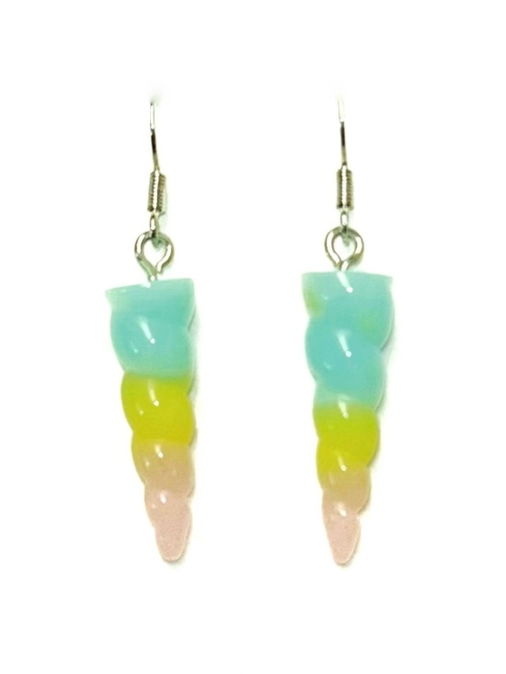 Pastel Gradient Spiral Unicorn Horn Earrings